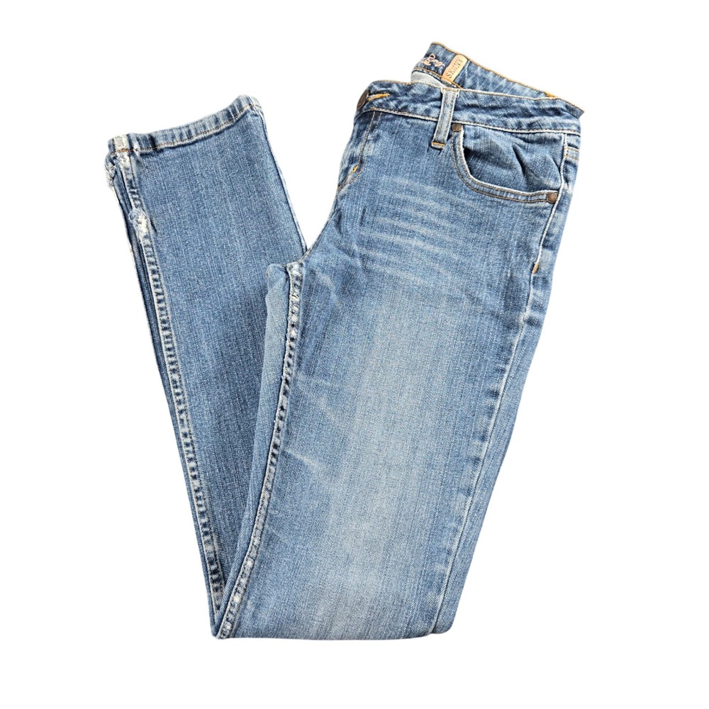 American Rag Skinny Jeans Womens 29 Blue Medium Wash Low Rise Distressed Denim